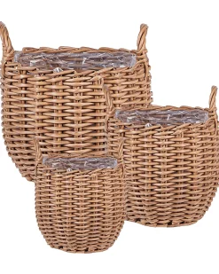 Zestaw 3 koszy na kwiaty AUCUBA 26/34/44 cm Jasnobrązowy