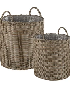 Zestaw 2 koszy na kwiaty BITOLA 40/48 cm Brązowy Technorattan