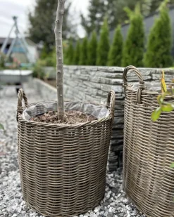 Zestaw 2 koszy na kwiaty BITOLA 40/48 cm Brązowy Technorattan