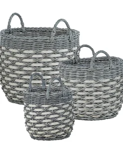 Zestaw 3 koszy na kwiaty GEFIRA 31/39/49 cm Szary Technorattan