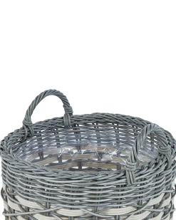 Zestaw 3 koszy na kwiaty GEFIRA 31/39/49 cm Szary Technorattan