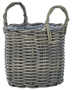Zestaw 3 koszy na kwiaty NIKITI 29/35/40 cm Beżowoszary Technorattan