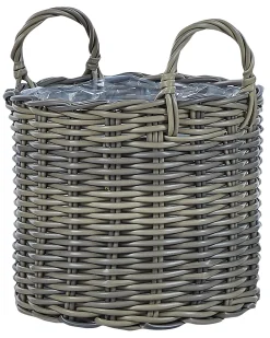 Zestaw 3 koszy na kwiaty NIKITI 29/35/40 cm Beżowoszary Technorattan