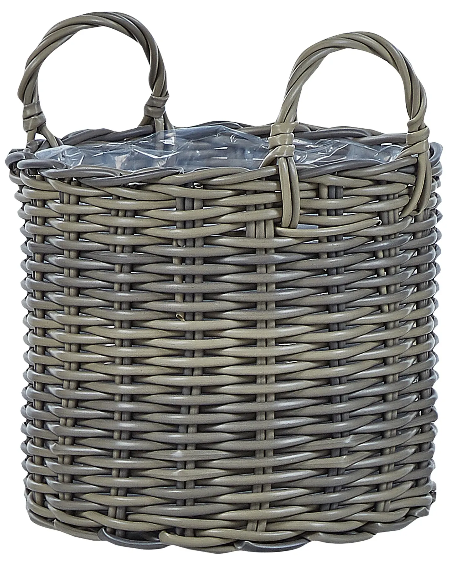 Zestaw 3 koszy na kwiaty NIKITI 29/35/40 cm Beżowoszary Technorattan