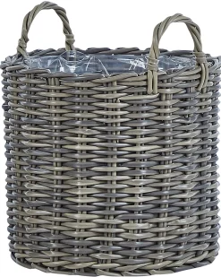 Zestaw 3 koszy na kwiaty NIKITI 29/35/40 cm Beżowoszary Technorattan
