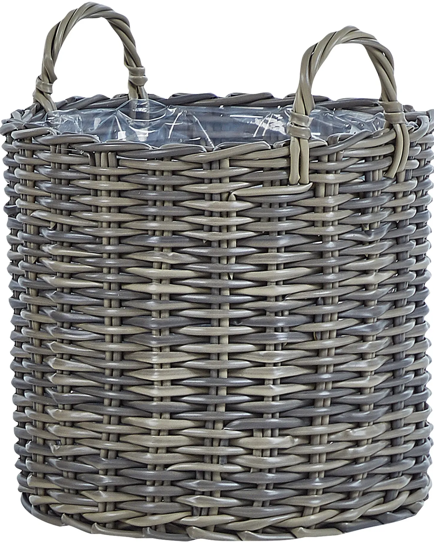 Zestaw 3 koszy na kwiaty NIKITI 29/35/40 cm Beżowoszary Technorattan