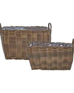 Zestaw 2 koszy na kwiaty ORMOS 53/59 cm Brązowy Technorattan