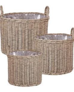 Zestaw 3 koszy na kwiaty PENDULA 33/37/45 cm Naturalny Technorattan