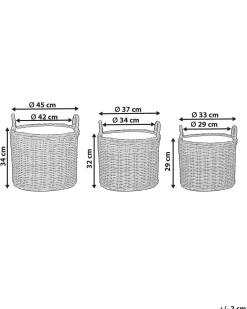 Zestaw 3 koszy na kwiaty PENDULA 33/37/45 cm Naturalny Technorattan
