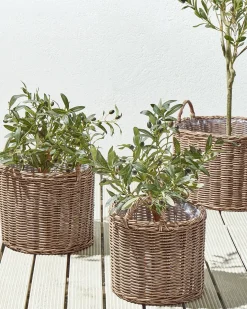 Zestaw 3 koszy na kwiaty PENDULA 33/37/45 cm Naturalny Technorattan