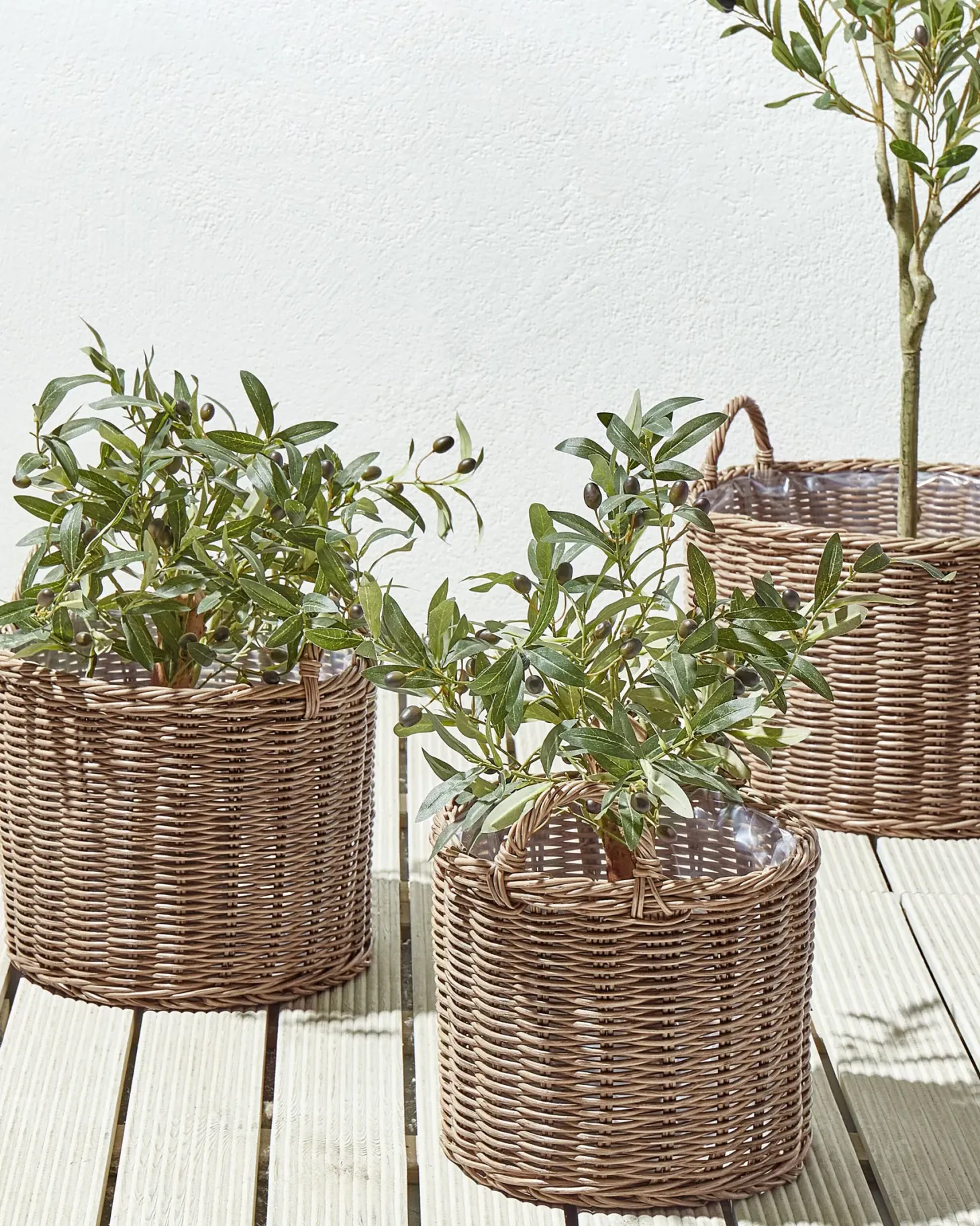 Zestaw 3 koszy na kwiaty PENDULA 33/37/45 cm Naturalny Technorattan