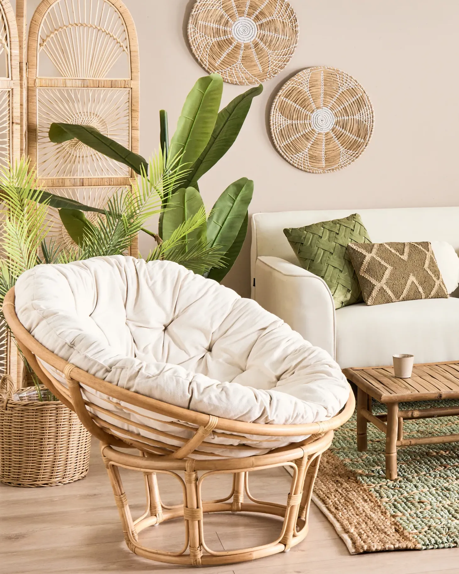 Zestaw 3 koszy na kwiaty PENDULA 33/37/45 cm Naturalny Technorattan