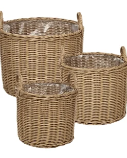 Zestaw 3 koszy na kwiaty PENDULA 33/37/45 cm Naturalny Technorattan