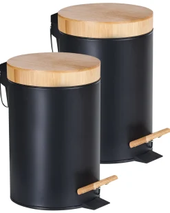 Zestaw 2 koszy na śmieci z pedałem 3 L ECOSMART Metal Czarny