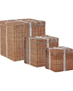 Zestaw 3 koszy Prezenty świąteczne CADEAU Rattan Naturalny
