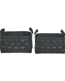 Zestaw 2 koszy SIPPAR Ekoskóra Czarny