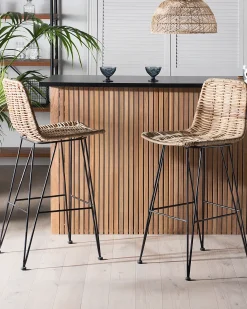 Discount Zestaw 2 krzeseł barowych CASSITA Rattan Naturalny Wszystkie Krzesła|Krzesła Barowe