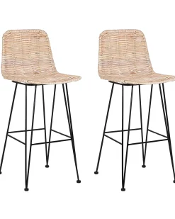 Discount Zestaw 2 krzeseł barowych CASSITA Rattan Naturalny Wszystkie Krzesła|Krzesła Barowe