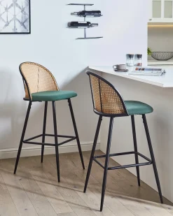 Clearance Zestaw 2 krzeseł barowych CORNELL Metal Zielony Krzesła Barowe|Wszystkie Krzesła