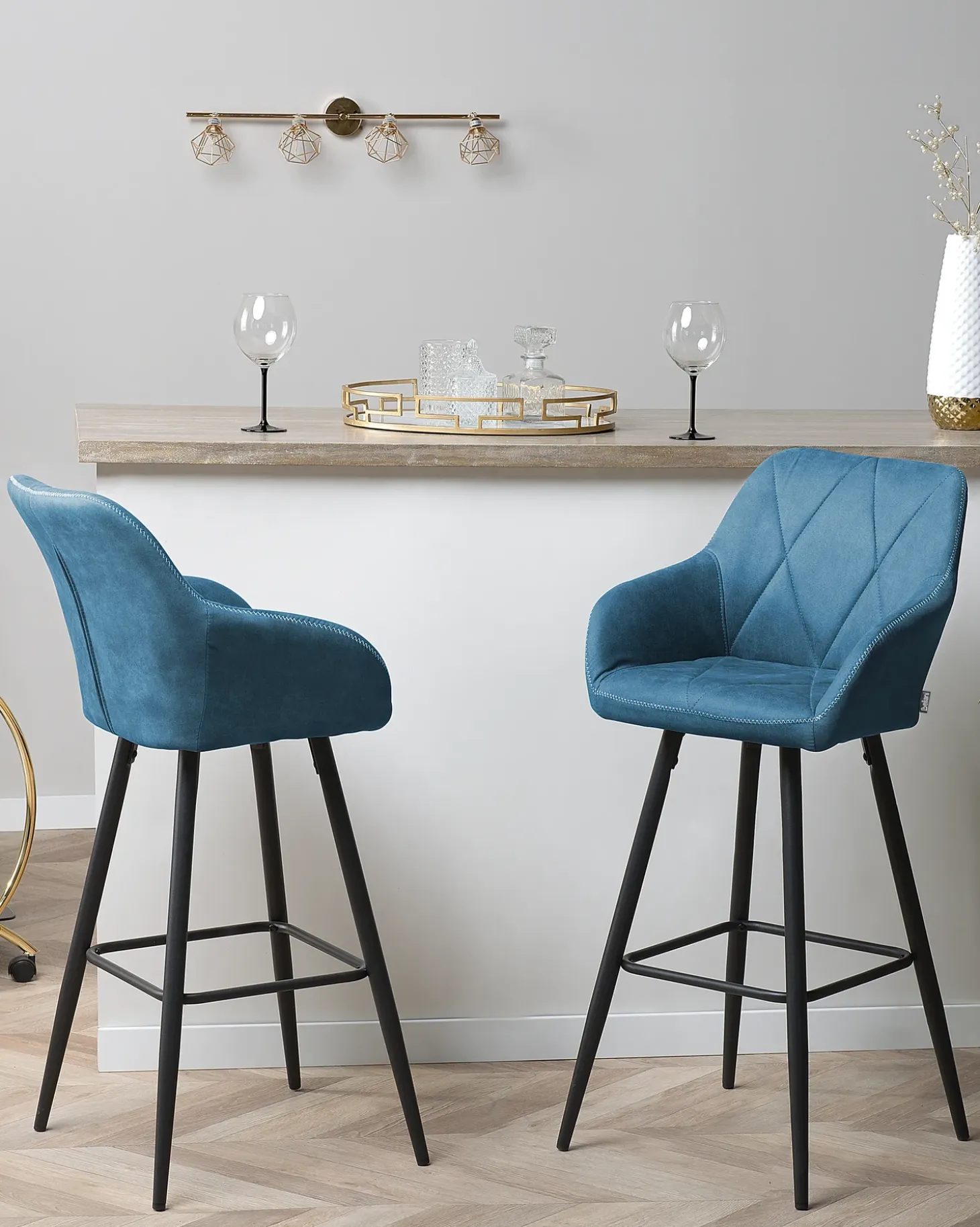 Clearance Zestaw 2 krzeseł barowych DARIEN Morski Krzesła Barowe|Wszystkie Krzesła