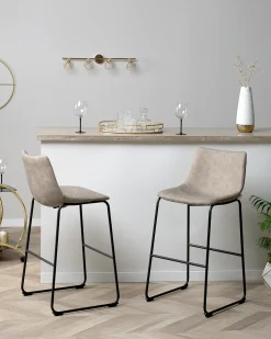 Discount Zestaw 2 krzeseł barowych FRANKS Beżowy Krzesła Barowe|Wszystkie Krzesła