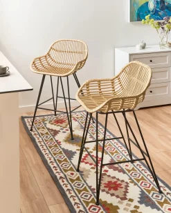 Discount Zestaw 2 krzeseł barowych TERRELL Rattan Naturalny Wszystkie Krzesła|Krzesła Barowe