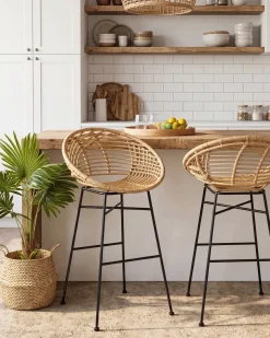 Discount Zestaw 2 krzeseł barowych WINDOM Rattan Naturalny Wszystkie Krzesła|Krzesła Barowe