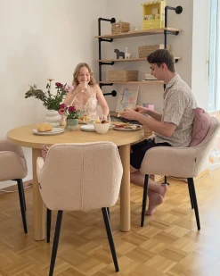 Sale Zestaw 2 krzeseł do jadalni ALDEN Boucle Jasnobeżowy Wszystkie Krzesła|Krzesła Tapicerowane