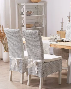 Zestaw 2 krzeseł do jadalni ANDES Rattan Biały