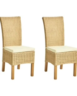 Clearance Zestaw 2 krzeseł do jadalni ANDES Rattan Naturalny Wszystkie Krzesła|Krzesła Do Jadalni