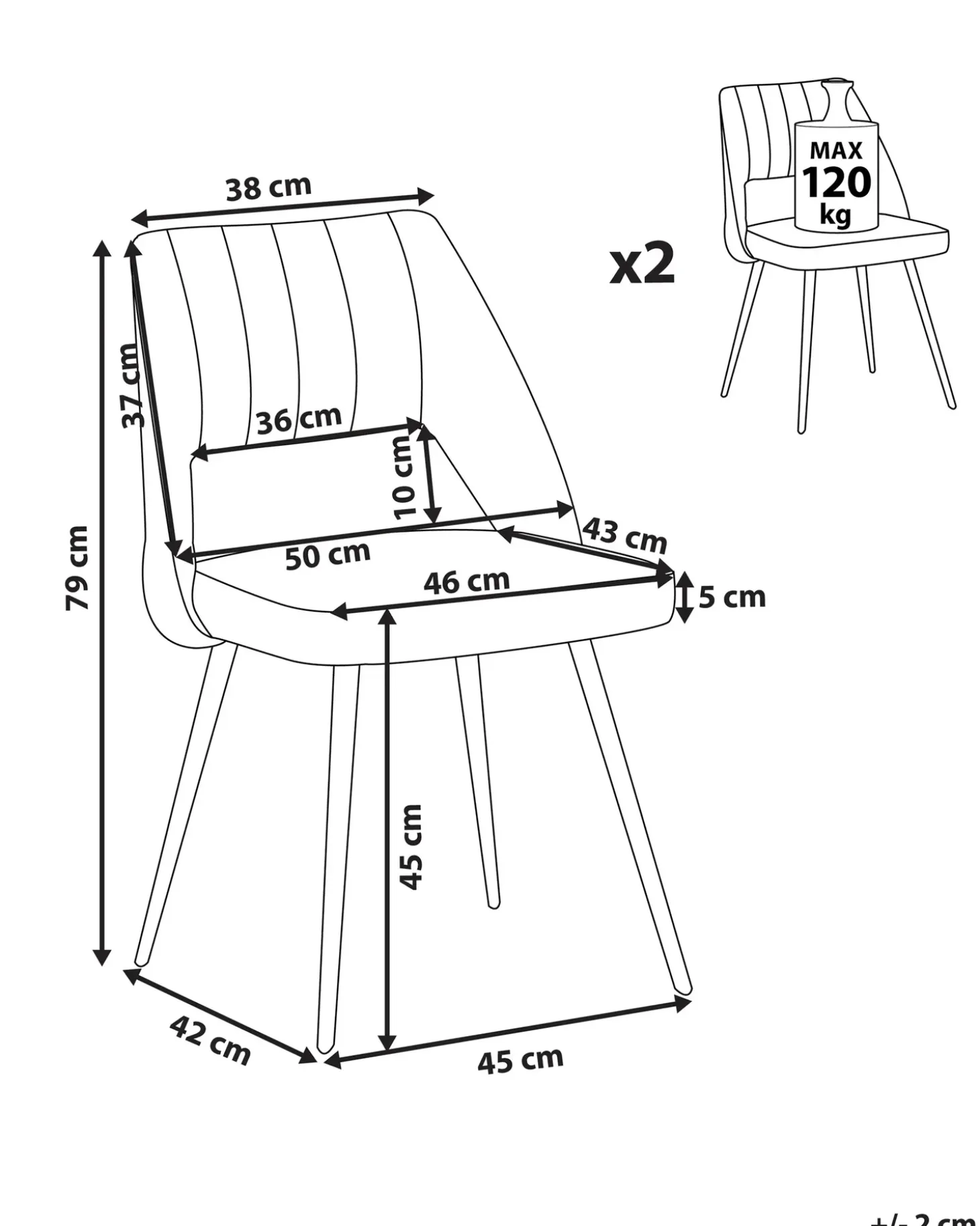 Sale Zestaw 2 krzeseł do jadalni ANSLEY Welur Szary Wszystkie Krzesła|Krzesła Tapicerowane