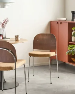 Discount Zestaw 2 krzeseł do jadalni ASHCROFT Metal Pomarańczowy/ ciemny brąz Wszystkie Krzesła|Krzesła Do Jadalni