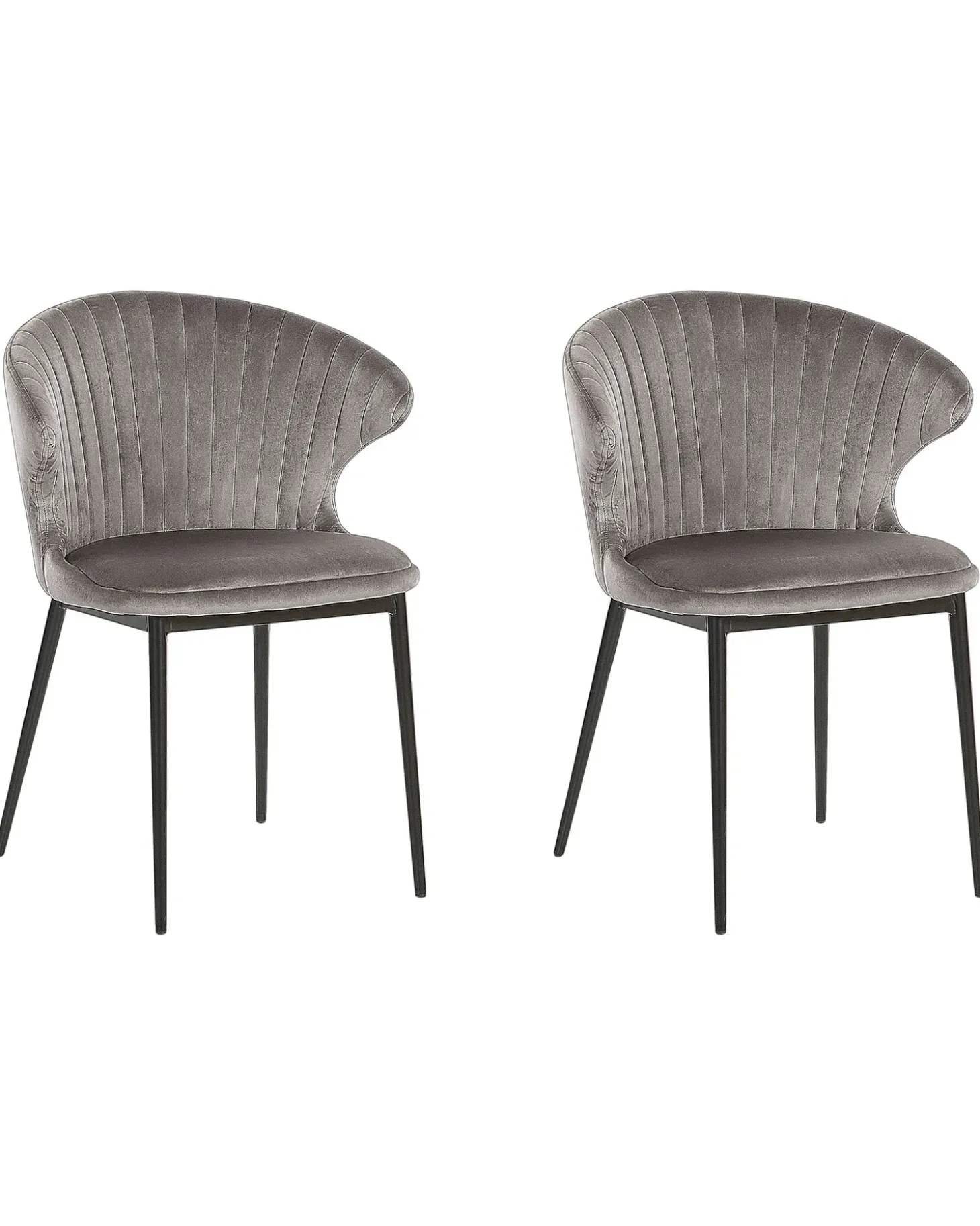 Best Zestaw 2 krzeseł do jadalni AUGUSTA Welur Szary Wszystkie Krzesła|Krzesła Tapicerowane