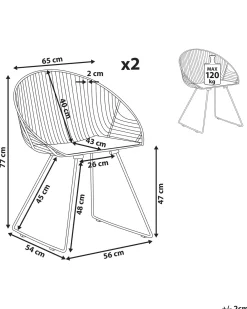 Discount Zestaw 2 krzeseł do jadalni AURORA Metal Wszystkie Krzesła|Krzesła Do Jadalni