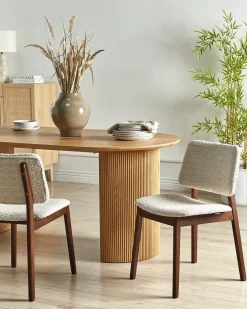 Outlet Zestaw 2 krzeseł do jadalni BLANE Boucle Ciemny brąz/ beżowy Wszystkie Krzesła|Krzesła Do Jadalni