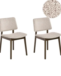 Outlet Zestaw 2 krzeseł do jadalni BLANE Boucle Ciemny brąz/ beżowoszary Wszystkie Krzesła|Krzesła Do Jadalni