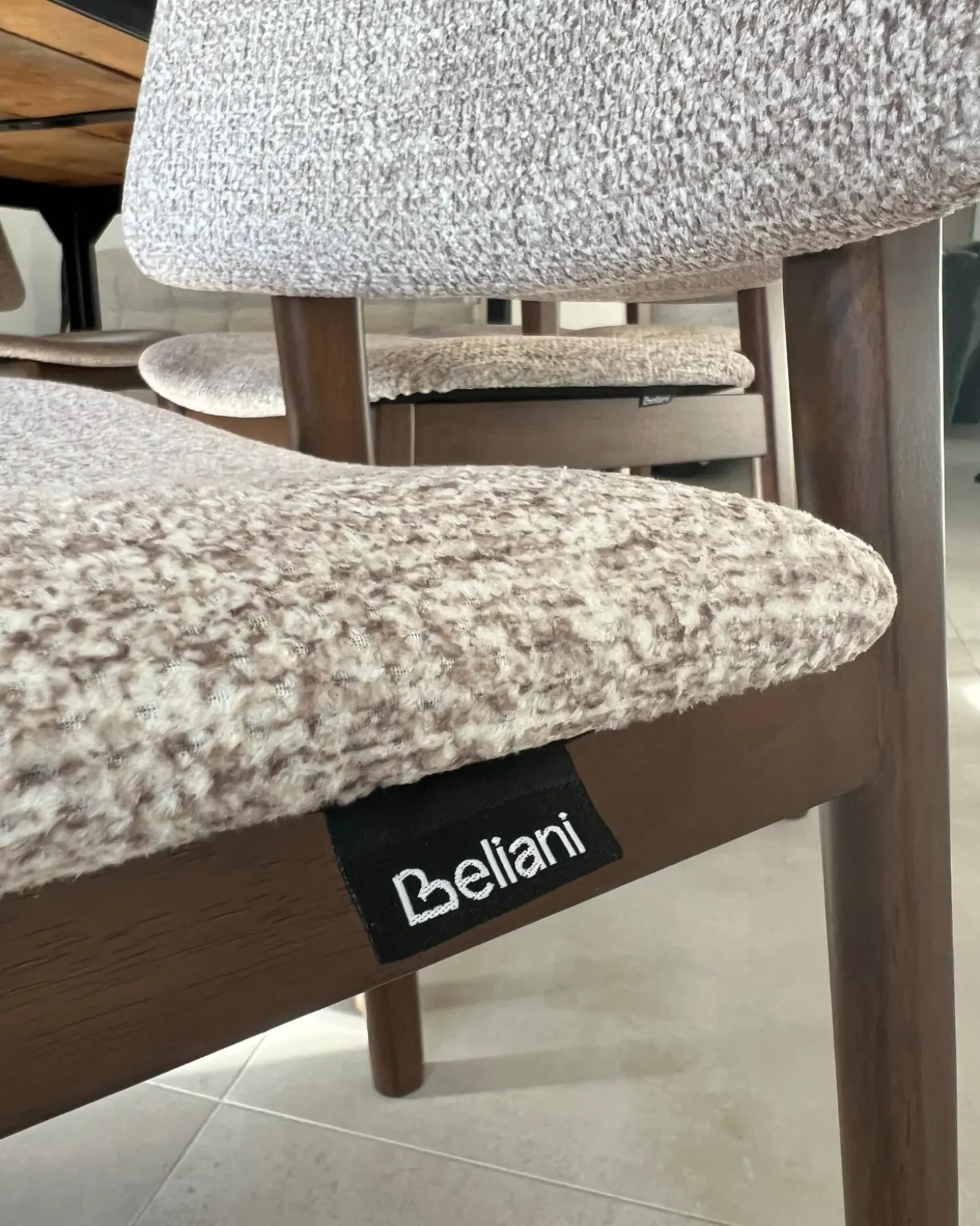 Outlet Zestaw 2 krzeseł do jadalni BLANE Boucle Ciemny brąz/ beżowoszary Wszystkie Krzesła|Krzesła Do Jadalni