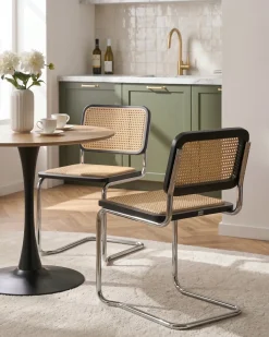 Outlet Zestaw 2 krzeseł do jadalni CORDOVA Rattan Czarny Wszystkie Krzesła|Krzesła Do Jadalni