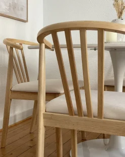 Outlet Zestaw 2 krzeseł do jadalni CRAIG Drewno Jasny brąz/ beżowy Wszystkie Krzesła|Krzesła Drewniane