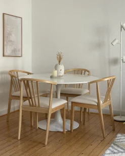 Outlet Zestaw 2 krzeseł do jadalni CRAIG Drewno Jasny brąz/ beżowy Wszystkie Krzesła|Krzesła Drewniane
