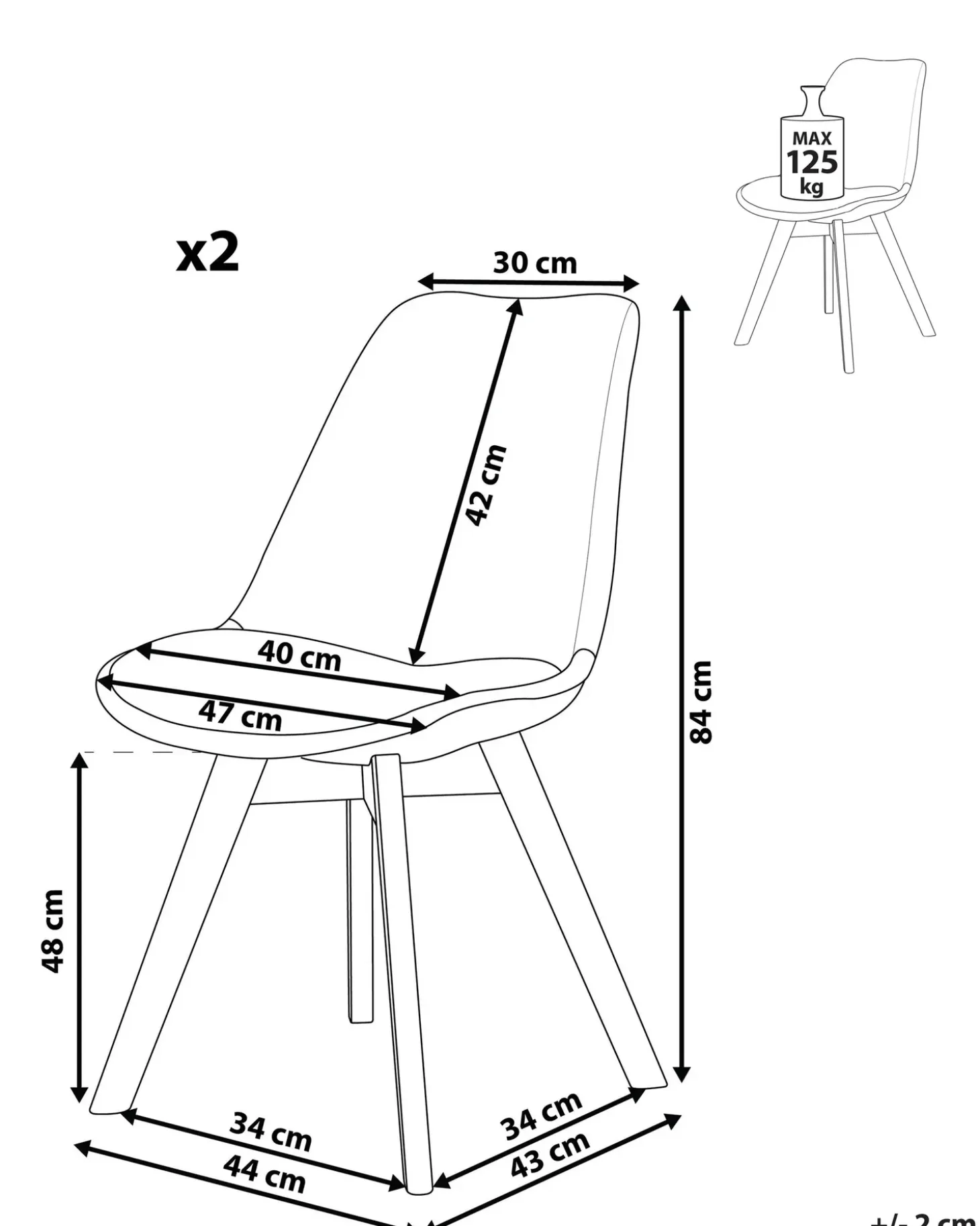 Best Zestaw 2 krzeseł do jadalni DAKOTA II Welur Beżowoszary Wszystkie Krzesła|Krzesła Tapicerowane