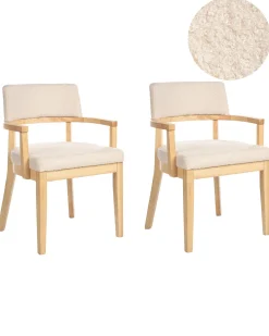 Outlet Zestaw 2 krzeseł do jadalni DALBO Boucle Jasny brąz/ beżowy Wszystkie Krzesła|Krzesła Tapicerowane