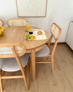 Outlet Zestaw 2 krzeseł do jadalni FALLON Drewno Jasnobrązowy/ jasnoszary Wszystkie Krzesła|Krzesła Drewniane