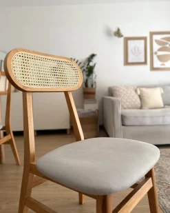 Outlet Zestaw 2 krzeseł do jadalni FALLON Drewno Jasnobrązowy/ jasnoszary Wszystkie Krzesła|Krzesła Drewniane