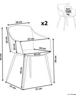Discount Zestaw 2 krzeseł do jadalni FONDA Wszystkie Krzesła|Krzesła Plastikowe