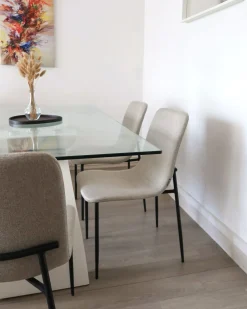 Discount Zestaw 4 krzeseł do jadalni GLENDIVE Jasnobeżowy Wszystkie Krzesła|Krzesła Tapicerowane