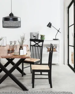 Discount Zestaw 2 krzeseł do jadalni HOUSTON Drewno Czarny Wszystkie Krzesła|Krzesła Drewniane