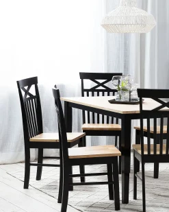 Discount Zestaw 2 krzeseł do jadalni HOUSTON Drewno Czarny Wszystkie Krzesła|Krzesła Drewniane