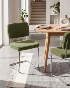 Best Zestaw 2 krzeseł do jadalni IRWIN Boucle Zielony Wszystkie Krzesła|Krzesła Tapicerowane