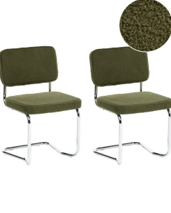 Best Zestaw 2 krzeseł do jadalni IRWIN Boucle Zielony Wszystkie Krzesła|Krzesła Tapicerowane